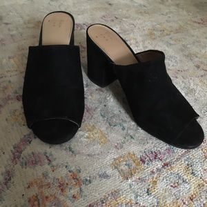 slip on suede heels